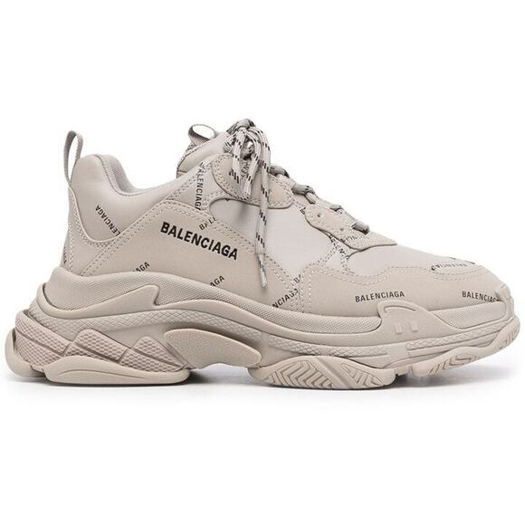 Balenciaga Triple S Logo-print Lace-up Sneakers - Womens 37 US 7 Beige - Picture 1 of 4